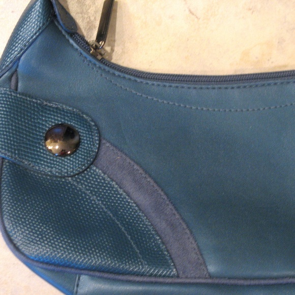 Vintage Y2K Crescent Underarm Shoulder Bag Purse Baguette Blue Small - Picture 3 of 11